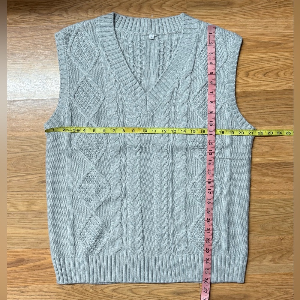 100% Acrylic Gray V-Neck Knit Vest - Soft & Lightweight Layering Piece - Picture 7 of 7